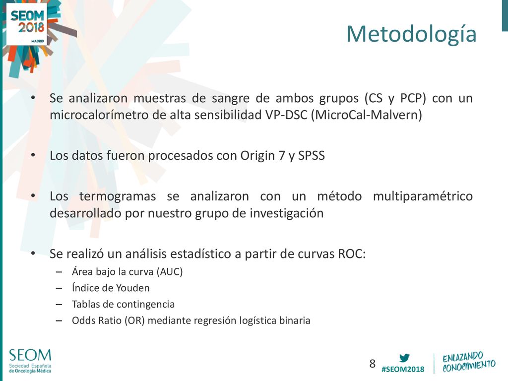 Metodología Se analizaron muestras de sangre de ambos grupos (CS y PCP) con un microcalorímetro de alta sensibilidad VP-DSC (MicroCal-Malvern)