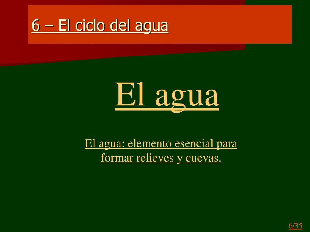 El agua: elemento esencial para formar relieves y cuevas.