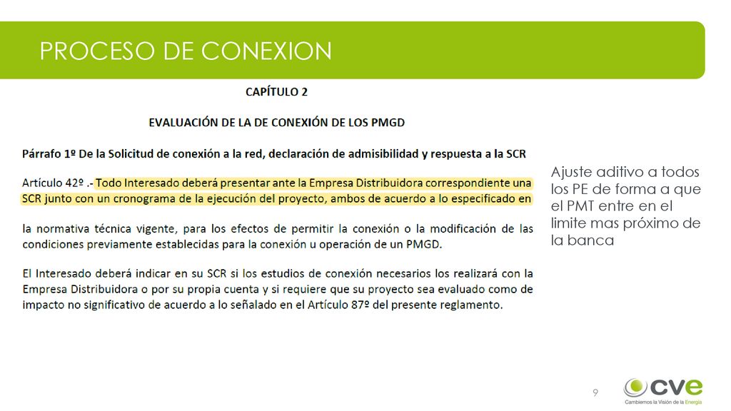 Proceso de Conexion Ajuste aditivo a todos los PE de forma a que el PMT entre en el limite mas próximo de la banca.