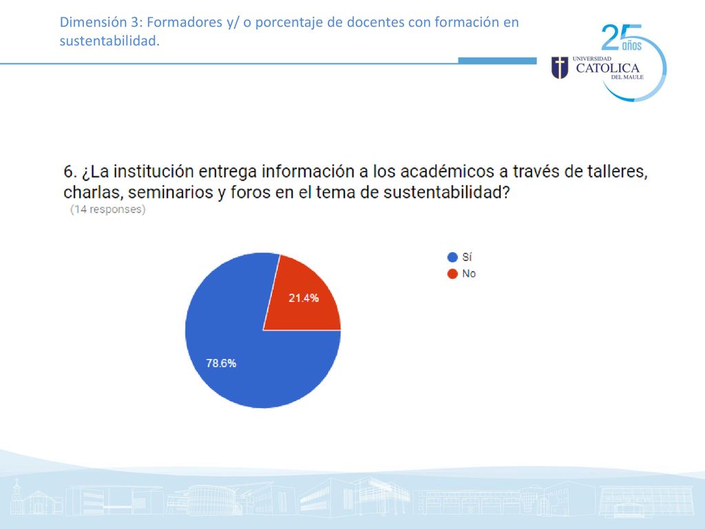 Dimensión 3: Formadores y/ o porcentaje de docentes con formación en sustentabilidad.