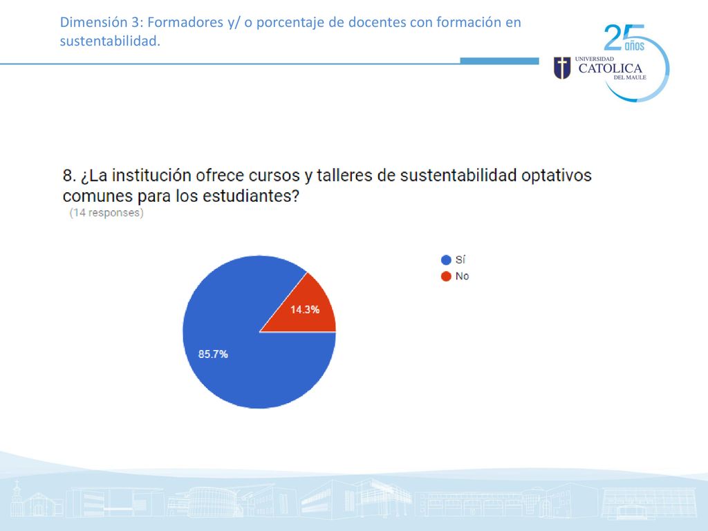 Dimensión 3: Formadores y/ o porcentaje de docentes con formación en sustentabilidad.