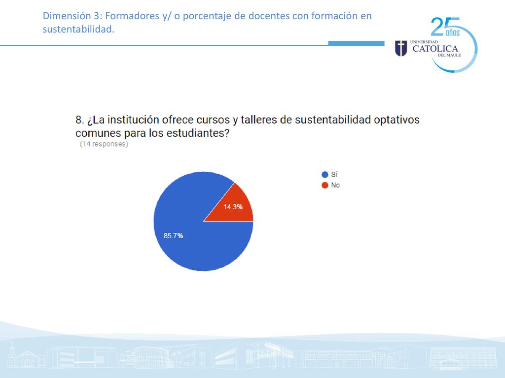 Dimensión 3: Formadores y/ o porcentaje de docentes con formación en sustentabilidad.