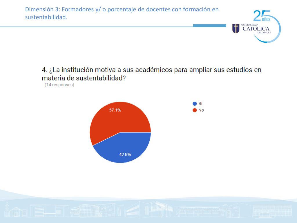 Dimensión 3: Formadores y/ o porcentaje de docentes con formación en sustentabilidad.