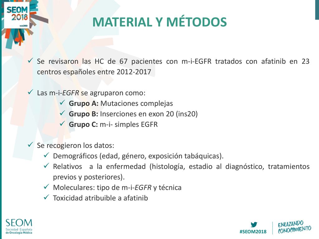 MATERIAL Y MÉTODOS Se revisaron las HC de 67 pacientes con m-i-EGFR tratados con afatinib en 23 centros españoles entre