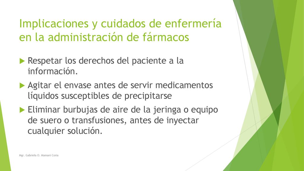 Implicaciones y cuidados de enfermería en la administración de fármacos