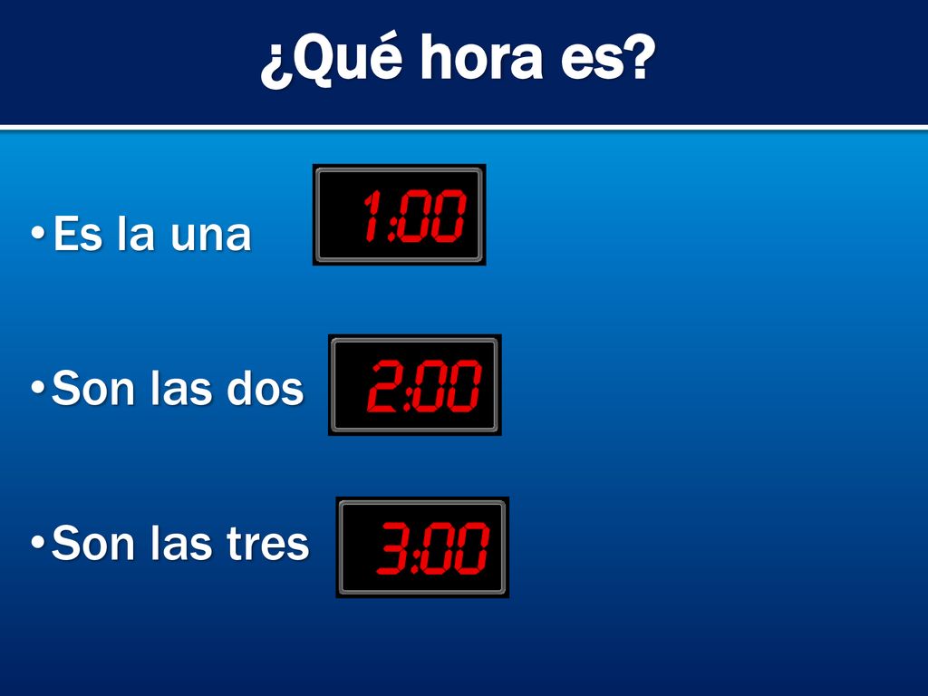 ¿Qué hora es Es la una Son las dos Son las tres