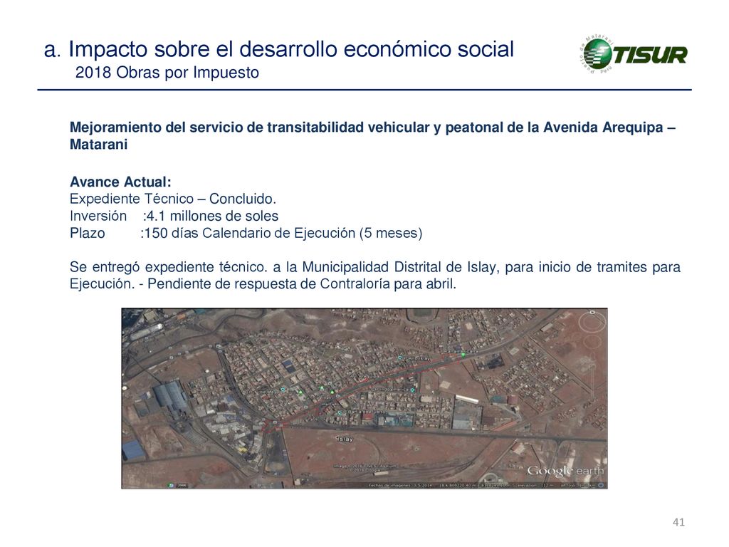 a. Impacto sobre el desarrollo económico social 2018 Obras por Impuesto