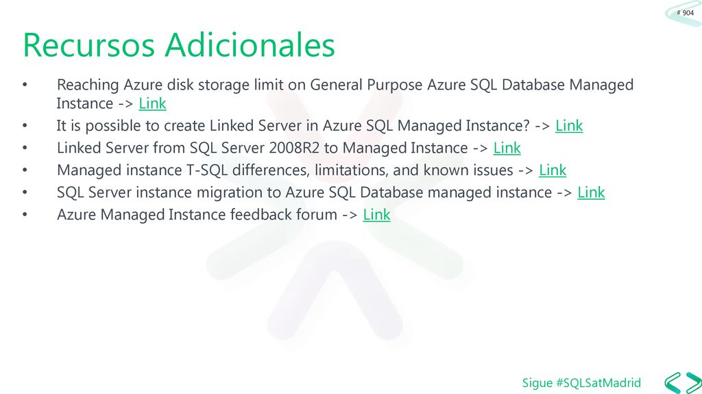 Recursos Adicionales Reaching Azure disk storage limit on General Purpose Azure SQL Database Managed Instance -> Link.