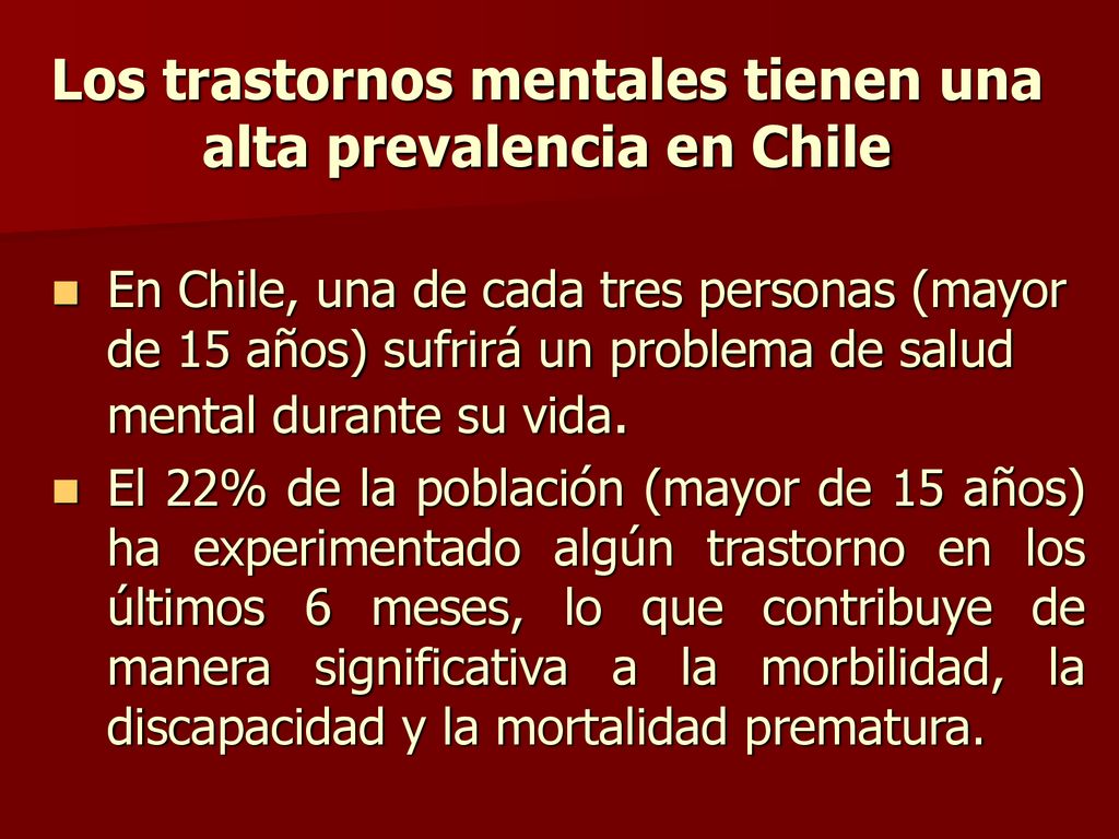 Los trastornos mentales tienen una alta prevalencia en Chile
