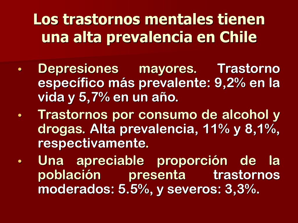 Los trastornos mentales tienen una alta prevalencia en Chile
