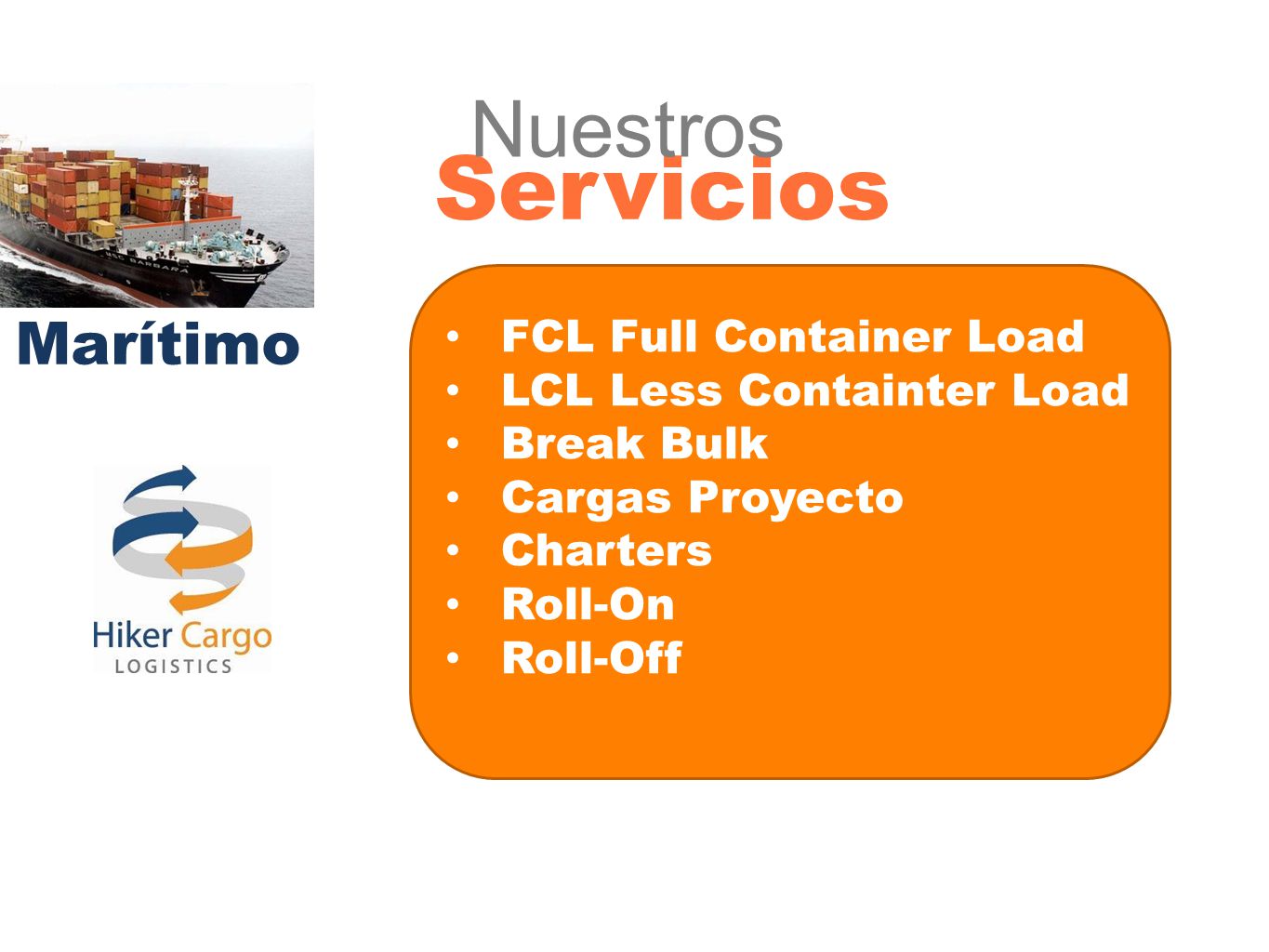 Servicios Nuestros Marítimo FCL Full Container Load