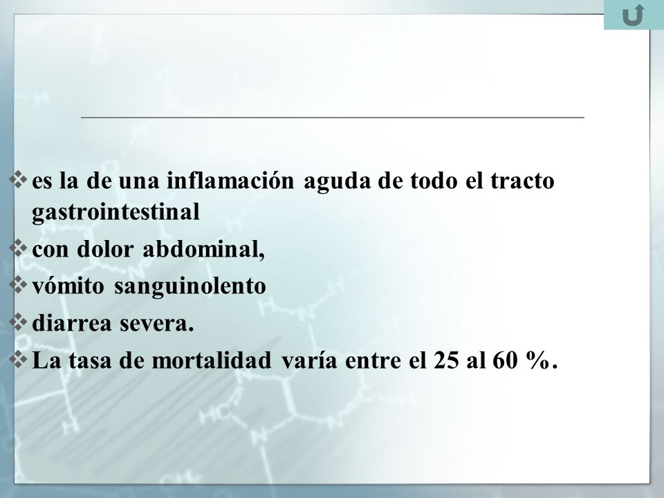 es la de una inflamación aguda de todo el tracto gastrointestinal