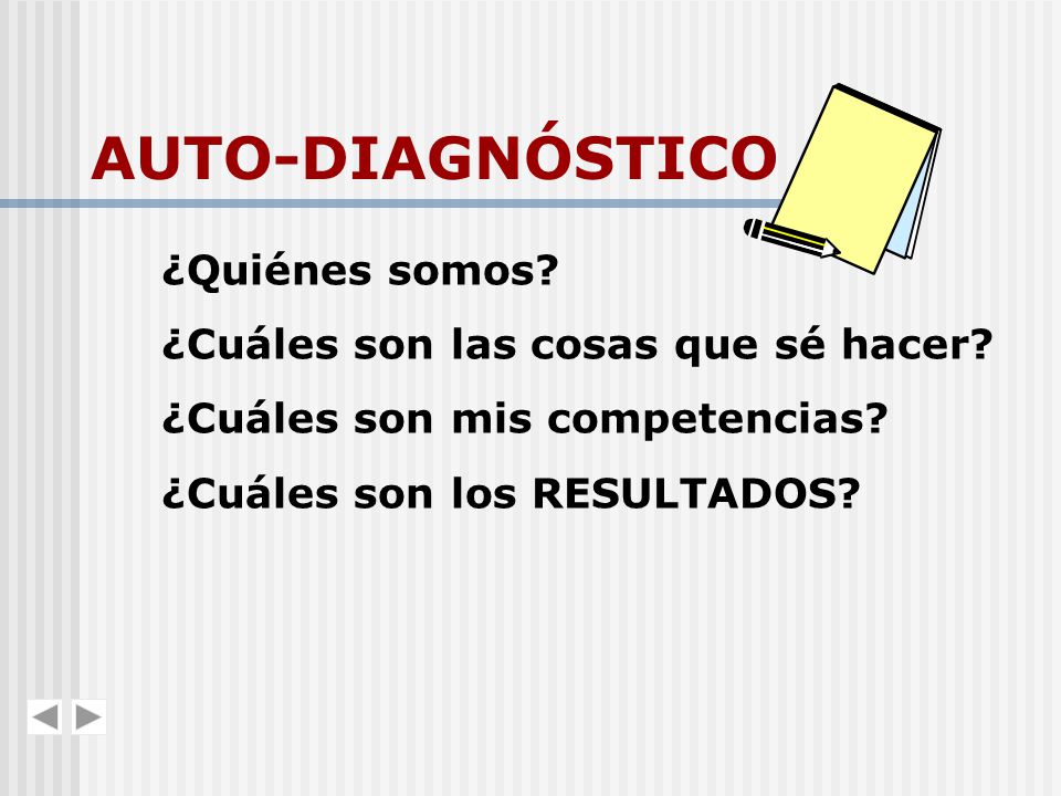AUTO-DIAGNÓSTICO ¿Quiénes somos ¿Cuáles son las cosas que sé hacer