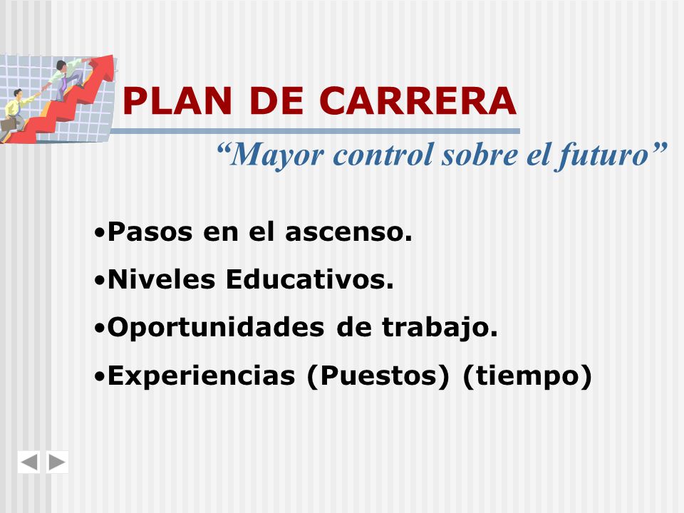 PLAN DE CARRERA Mayor control sobre el futuro Pasos en el ascenso.