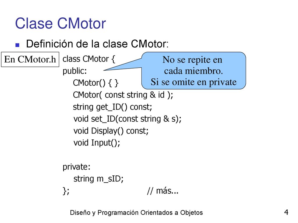 Clase CMotor Definición de la clase CMotor: En CMotor.h