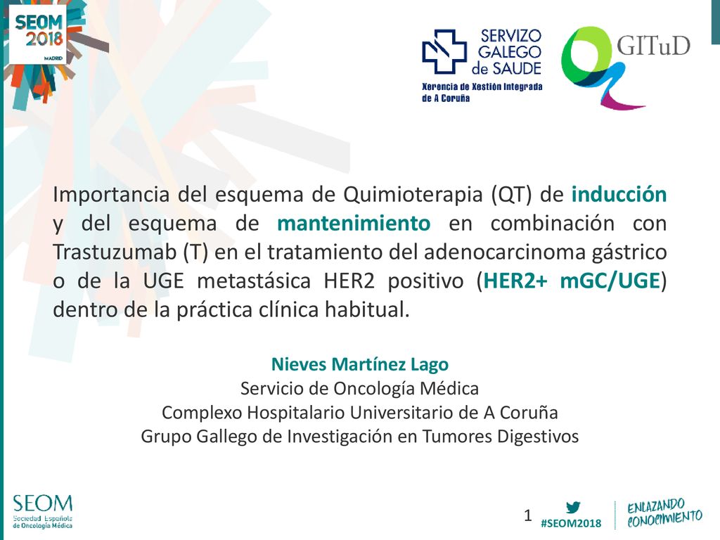 Importancia del esquema de Quimioterapia (QT) de inducción y del esquema de mantenimiento en combinación con Trastuzumab (T) en el tratamiento del adenocarcinoma gástrico o de la UGE metastásica HER2 positivo (HER2+ mGC/UGE) dentro de la práctica clínica habitual.