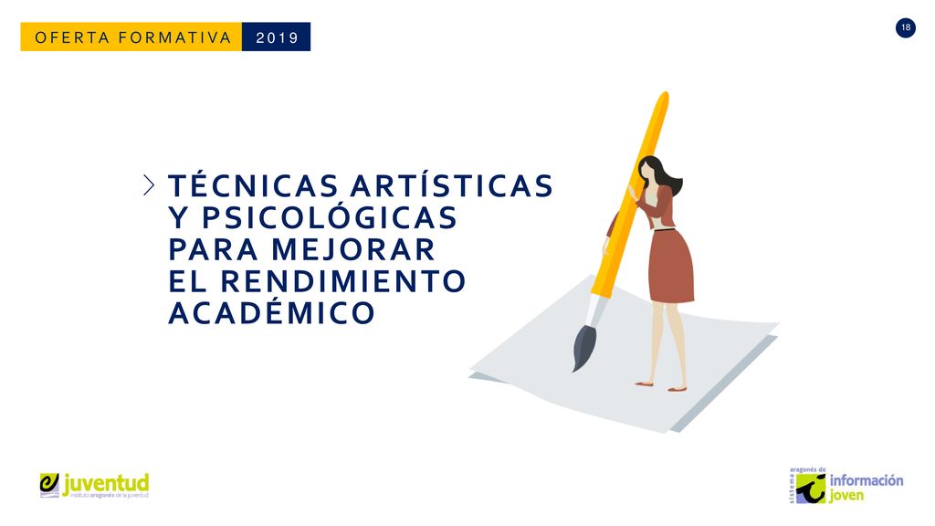 OFERTA FORMATIVA 2019 TÉCNICAS ARTÍSTICAS Y PSICOLÓGICAS PARA MEJORAR EL RENDIMIENTO ACADÉMICO