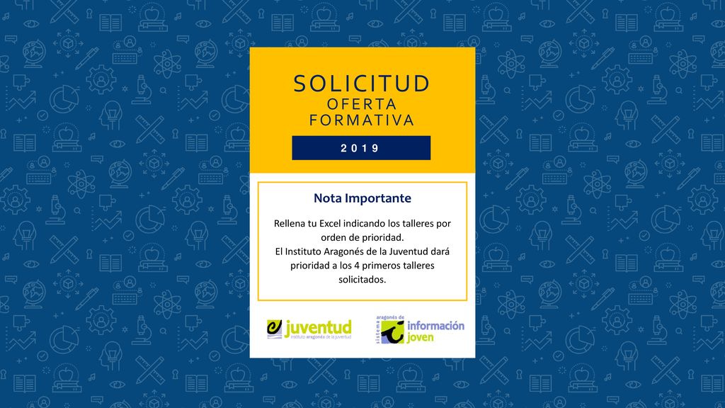 Rellena tu Excel indicando los talleres por orden de prioridad.