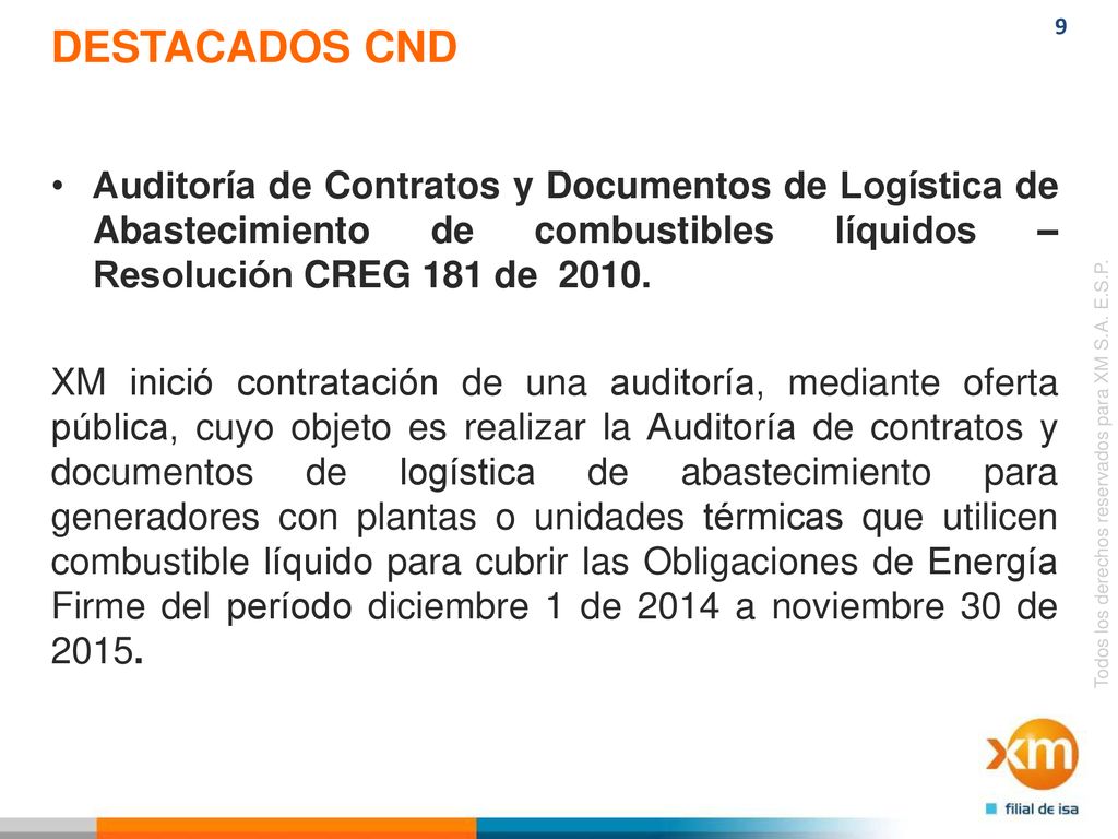 DESTACADOS CND Auditoría de Contratos y Documentos de Logística de Abastecimiento de combustibles líquidos – Resolución CREG 181 de