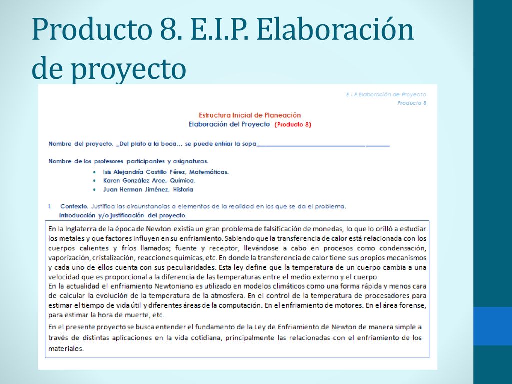 Producto 8. E.I.P. Elaboración de proyecto