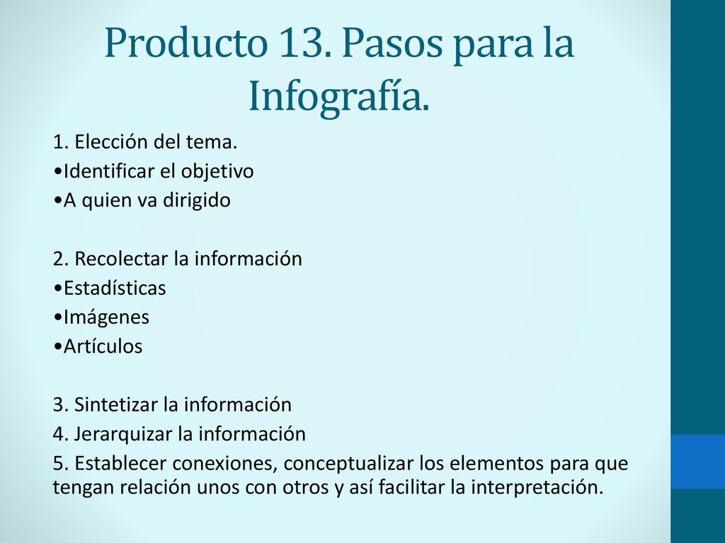 Producto 13. Pasos para la Infografía.