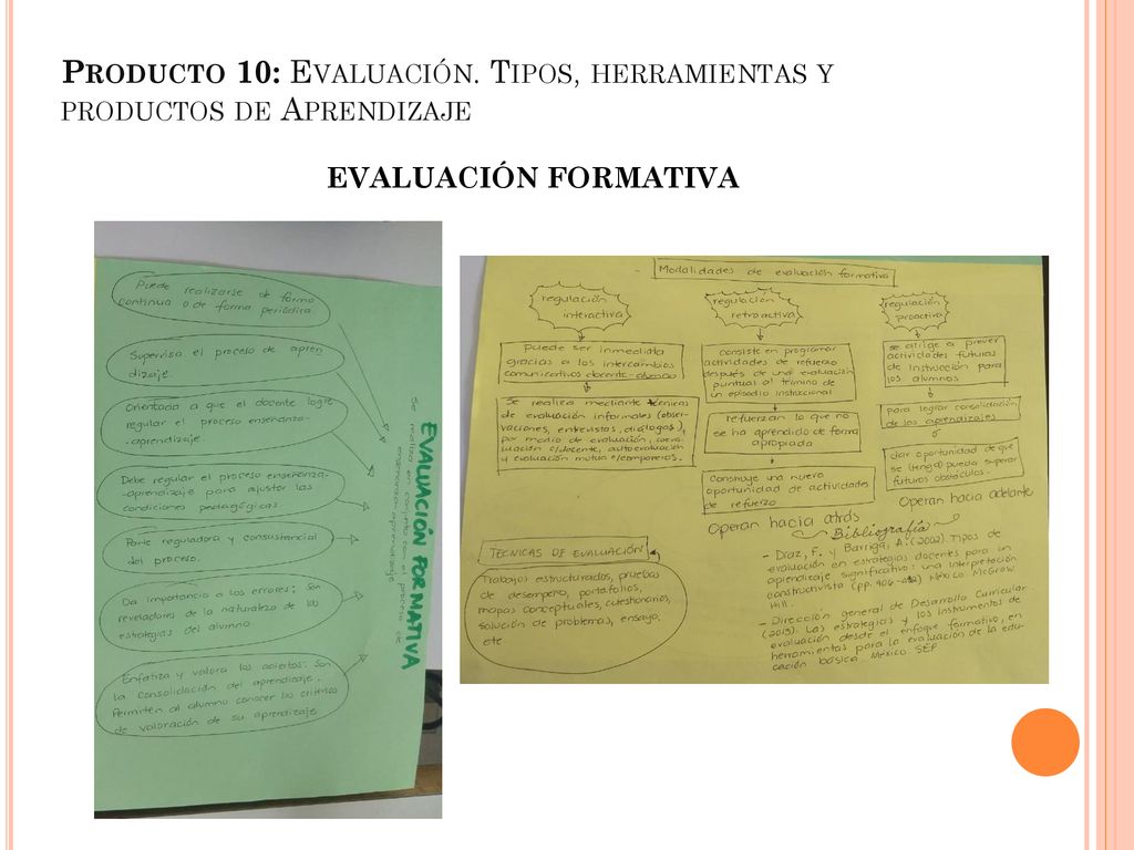 Producto 10: Evaluación. Tipos, herramientas y productos de Aprendizaje
