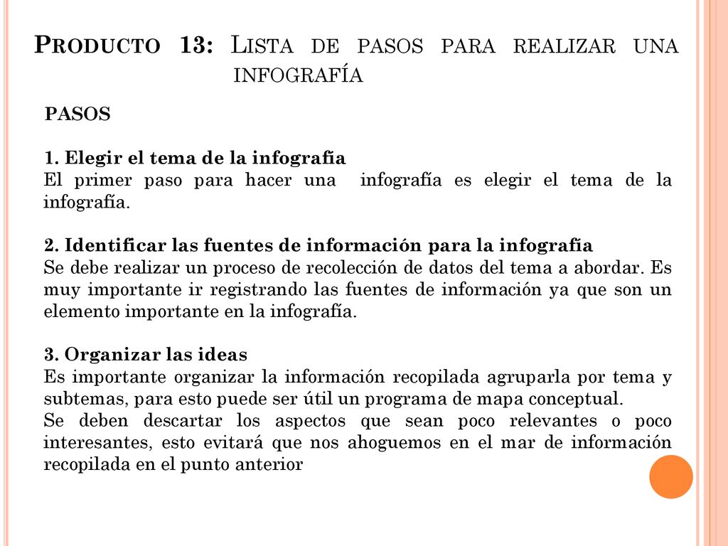 Producto 13: Lista de pasos para realizar una infografía