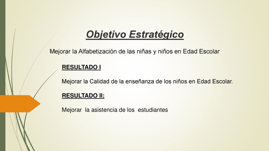 Objetivo Estratégico Mejorar la Alfabetización de las niñas y niños en Edad Escolar