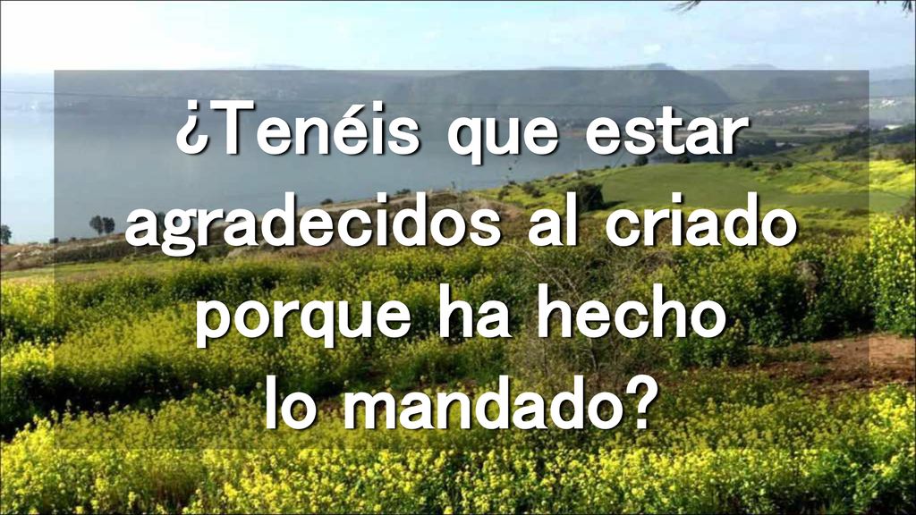 ¿Tenéis que estar agradecidos al criado porque ha hecho lo mandado