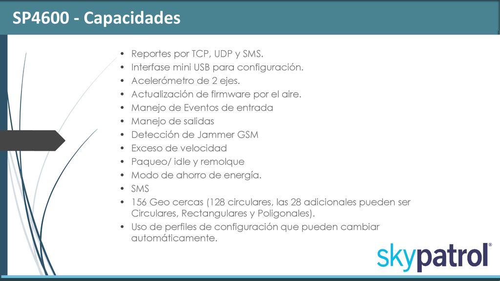 SP Capacidades Reportes por TCP, UDP y SMS.
