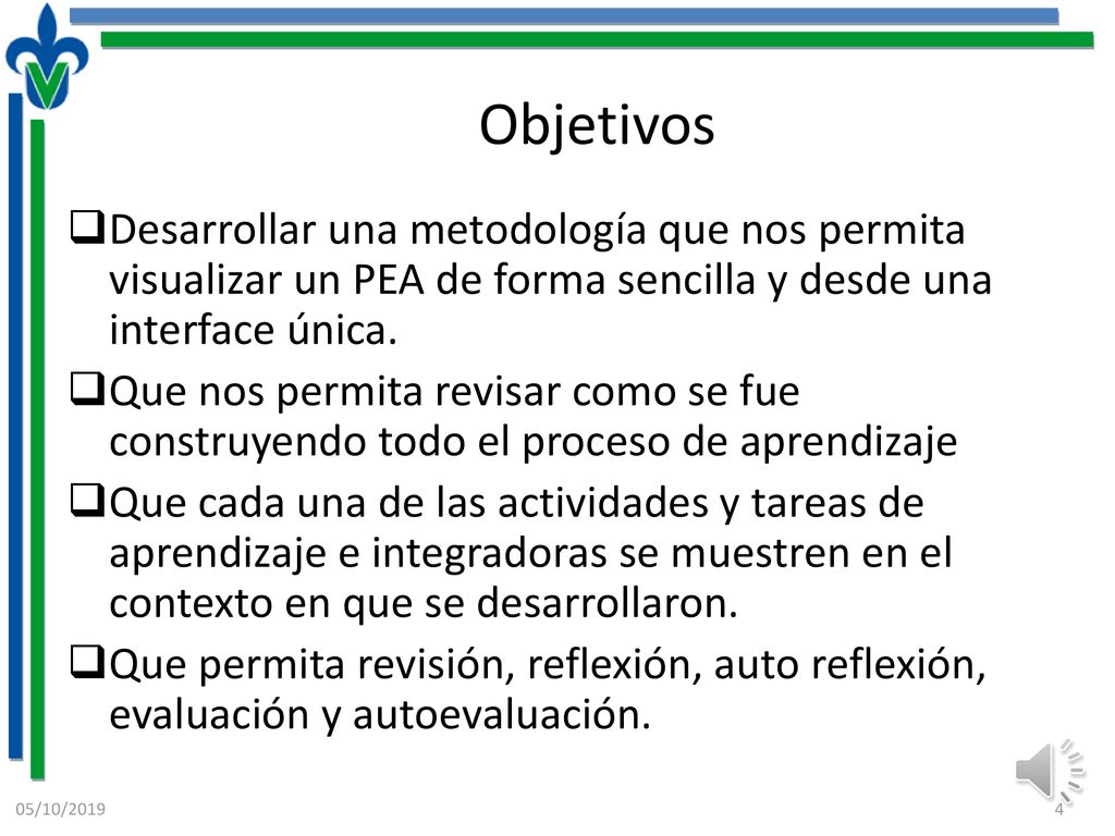 Objetivos Desarrollar una metodología que nos permita visualizar un PEA de forma sencilla y desde una interface única.