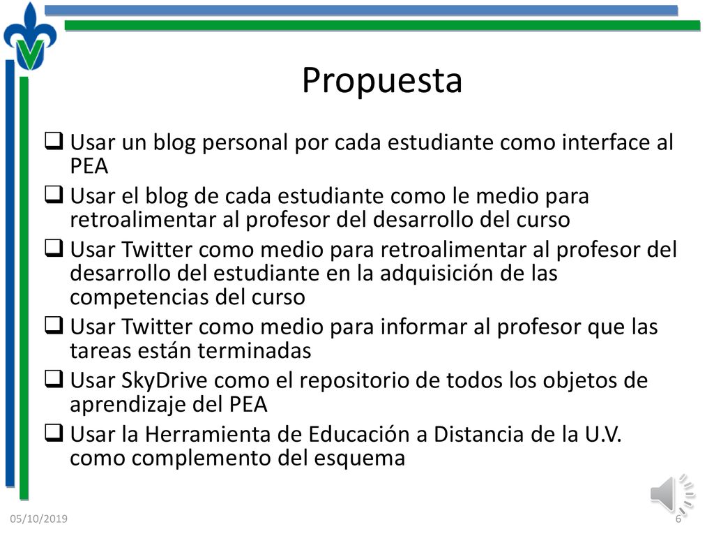 Propuesta Usar un blog personal por cada estudiante como interface al PEA.
