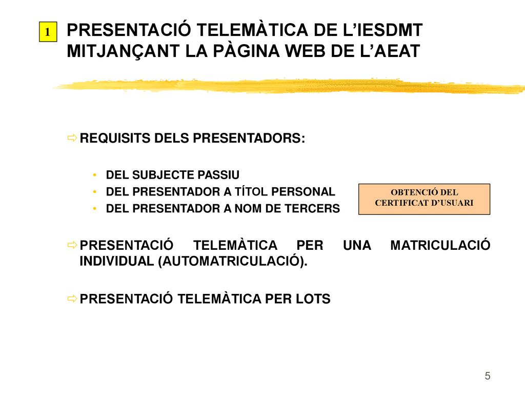 PRESENTACIÓ TELEMÀTICA DE L’IESDMT MITJANÇANT LA PÀGINA WEB DE L’AEAT