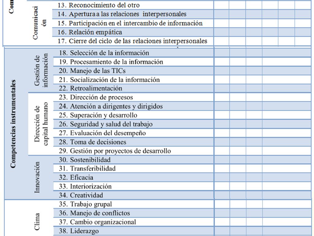 Ejemplo de análisis y síntesis de datos para la medición de la competencia de dirección en Educación