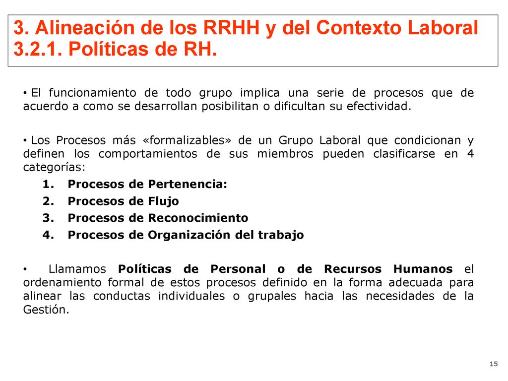 3. Alineación de los RRHH y del Contexto Laboral