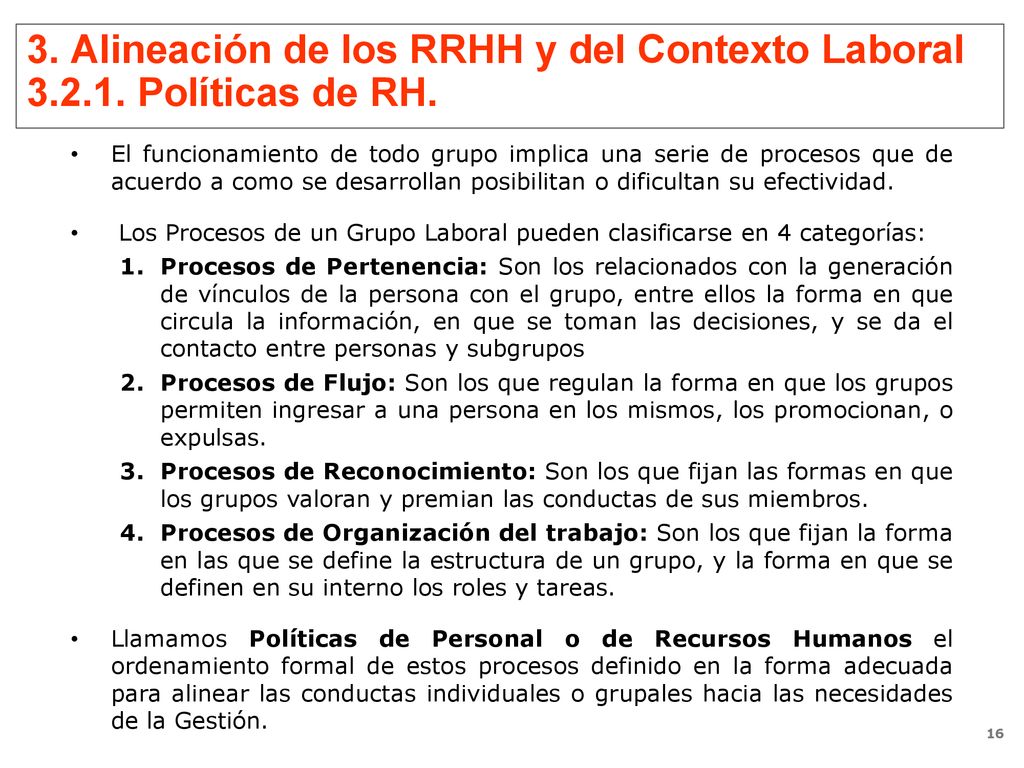 3. Alineación de los RRHH y del Contexto Laboral