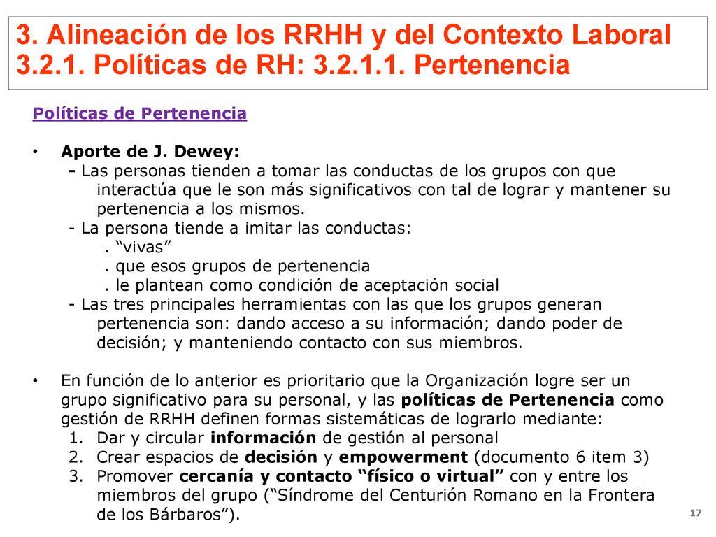 3. Alineación de los RRHH y del Contexto Laboral