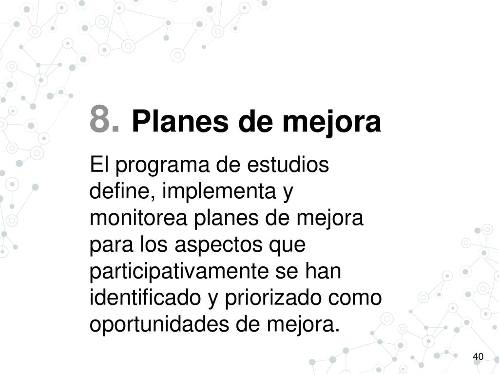 8. Planes de mejora