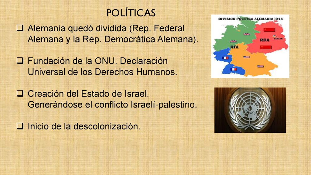 políticas Alemania quedó dividida (Rep. Federal Alemana y la Rep. Democrática Alemana).