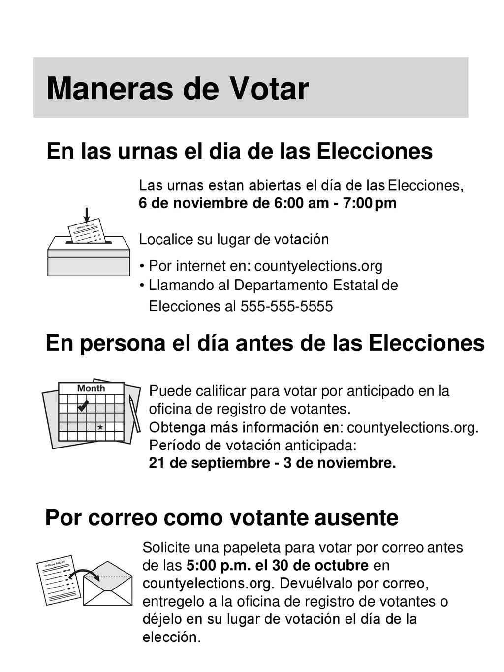 Maneras de Votar En las urnas el dia de las Elecciones