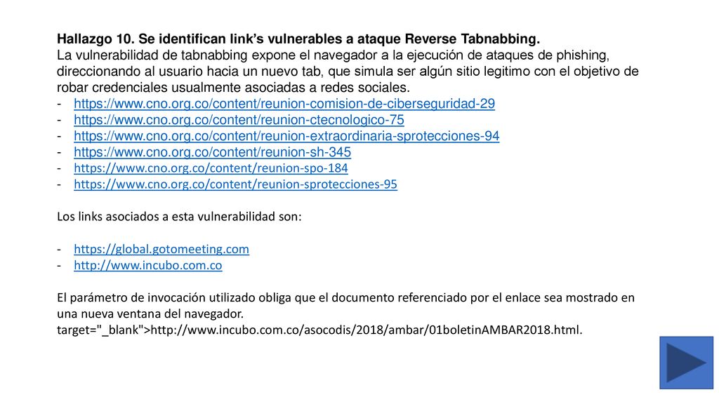 Hallazgo 10. Se identifican link’s vulnerables a ataque Reverse Tabnabbing.