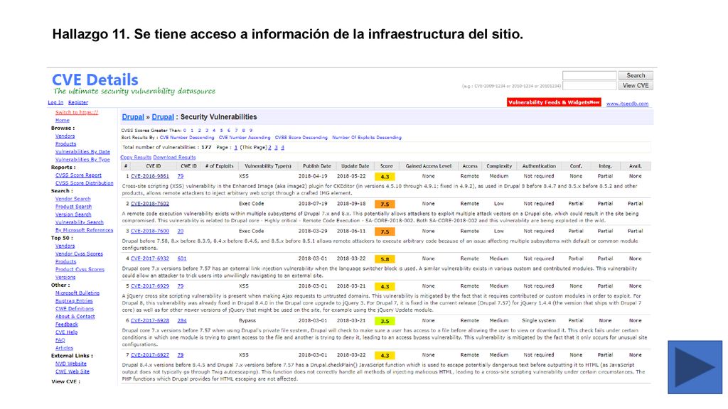 Hallazgo 11. Se tiene acceso a información de la infraestructura del sitio.