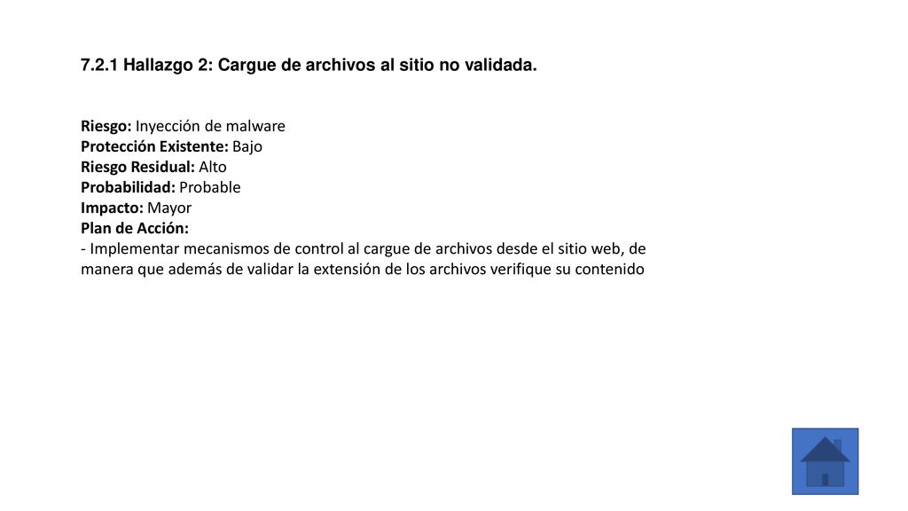 7.2.1 Hallazgo 2: Cargue de archivos al sitio no validada.