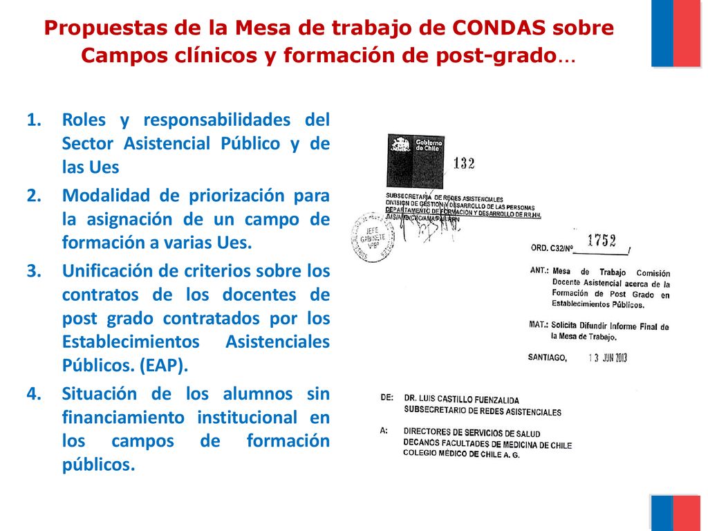Propuestas de la Mesa de trabajo de CONDAS sobre Campos clínicos y formación de post-grado…
