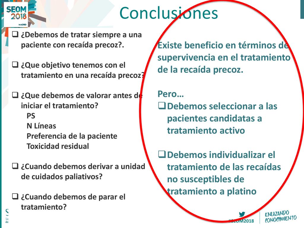 Conclusiones ¿Debemos de tratar siempre a una paciente con recaída precoz . ¿Que objetivo tenemos con el tratamiento en una recaída precoz