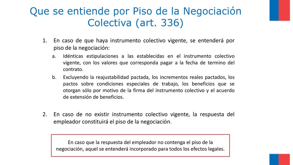 Que se entiende por Piso de la Negociación Colectiva (art. 336)