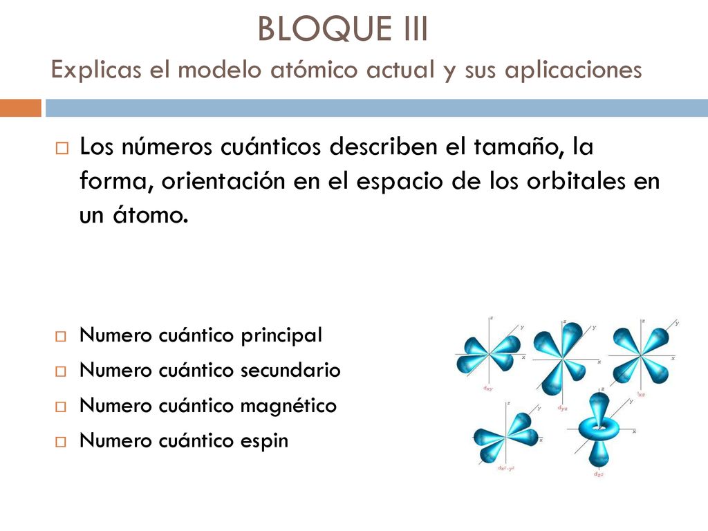 BLOQUE III Explicas el modelo atómico actual y sus aplicaciones