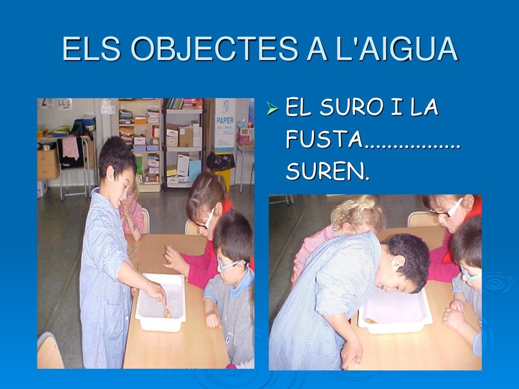 ELS OBJECTES A L AIGUA EL SURO I LA FUSTA SUREN.