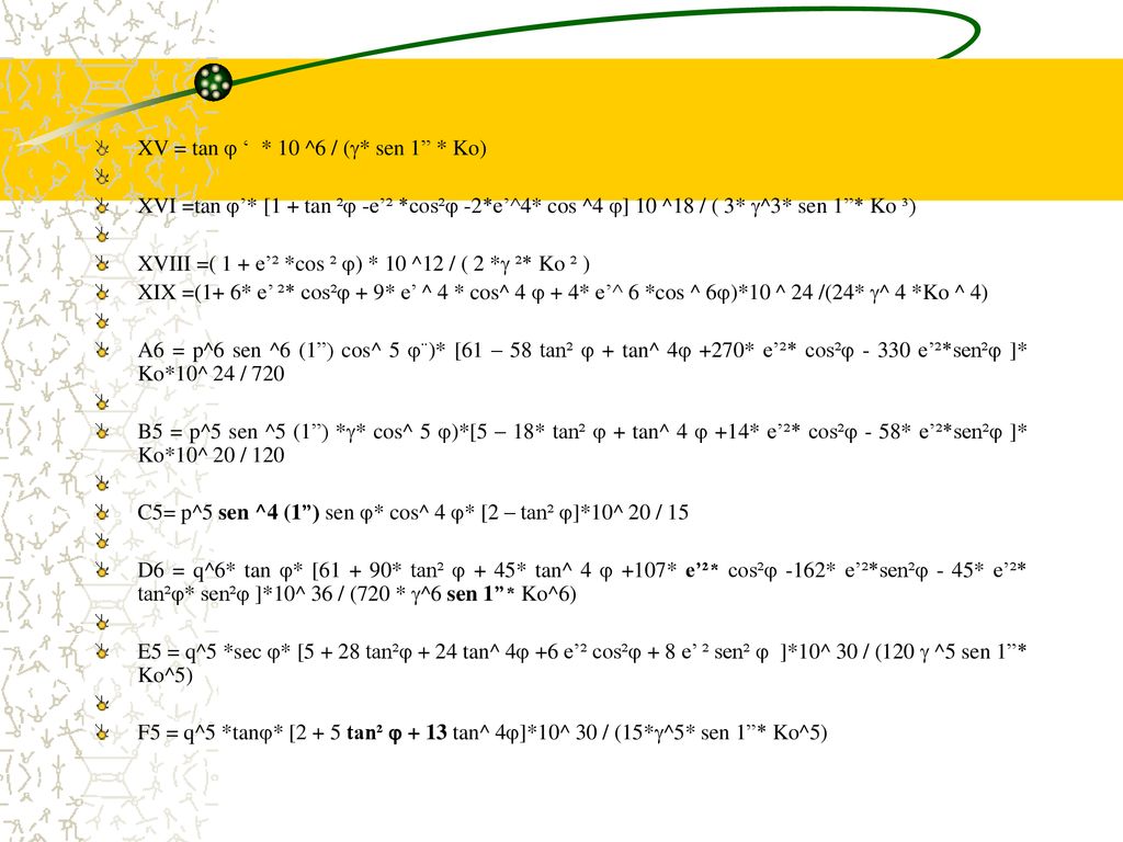 XV = tan  ‘ * 10 ^6 / (* sen 1 * Ko)