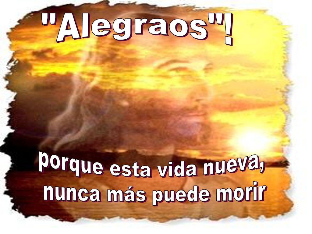 Alegraos ! porque esta vida nueva, nunca más puede morir